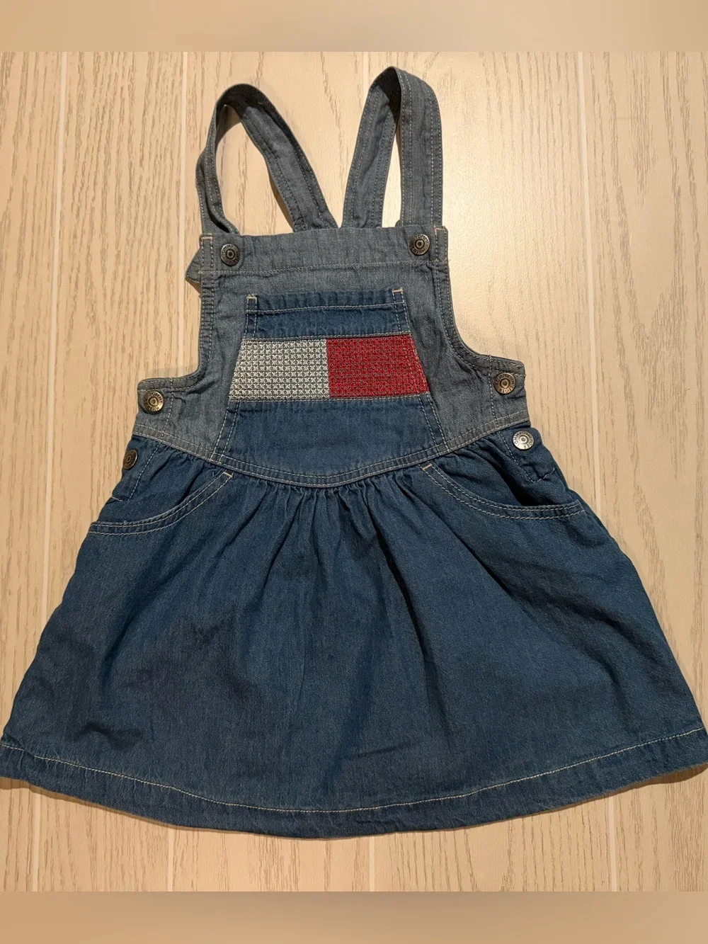 Tommy Hilfiger Girls Patriotic Denim Overall Jumper Dress Size 4